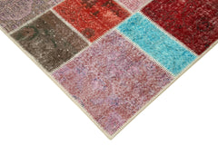 Kirk Yama Blue Patchwork Cotton Wool Handmade Area Rug 4'8'' x 6'9''