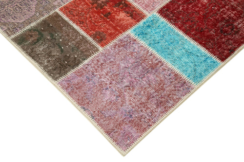 Kirk Yama Blue Patchwork Cotton Wool Handmade Area Rug 4'8'' x 6'9''