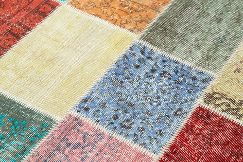 Kirk Yama Blue Patchwork Cotton Wool Handmade Area Rug 4'8'' x 6'9''