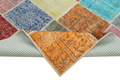 Kirk Yama Blue Patchwork Cotton Wool Handmade Area Rug 4'8'' x 6'9''