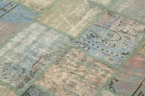 Kirk Yama Blue Patchwork Cotton Wool Handmade Area Rug 4'7'' x 6'8''