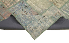 Kirk Yama Blue Patchwork Cotton Wool Handmade Area Rug 4'7'' x 6'8''