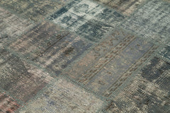 Handmade Area Rug - Kirk Yama Grey Patchwork Cotton Wool Carpet 4'11'' x 6'11''