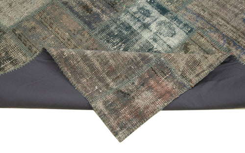 Handmade Area Rug - Kirk Yama Grey Patchwork Cotton Wool Carpet 4'11'' x 6'11''
