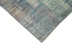 Handmade Area Rug – Blue Patchwork Cotton Wool Carpet 4'11''x6'10'' Durable Soft Blend