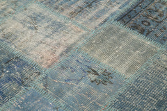 Handmade Area Rug – Blue Patchwork Cotton Wool Carpet 4'11''x6'10'' Durable Soft Blend