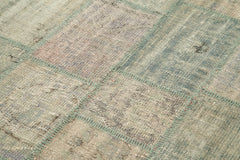 Kirk Yama Grey Patchwork Cotton Wool Handmade Area Rug 4'7'' x 6'9''