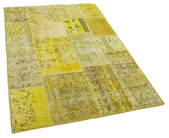 Kirk Yama Yellow Patchwork Cotton Wool Handmade Area Rug 4'0'' x 5'9''