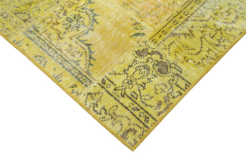Kirk Yama Yellow Patchwork Cotton Wool Handmade Area Rug 4'0'' x 5'9''