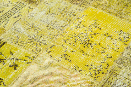 Kirk Yama Yellow Patchwork Cotton Wool Handmade Area Rug 4'0'' x 5'9''