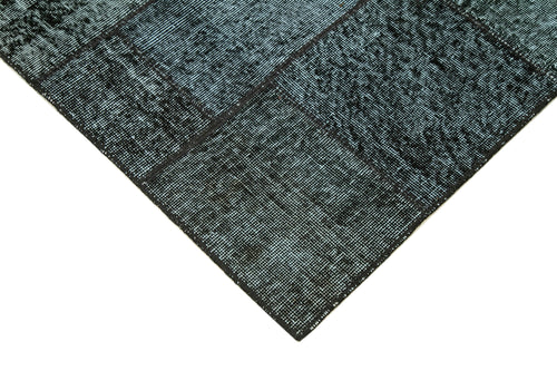 Handmade Area Rug – Black Patchwork Cotton Wool Vintage Handwoven Carpet 4'5''x6'8''