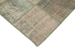 Kirk Yama Grey Patchwork Cotton Wool Handmade Area Rug 4'7'' x 6'8''