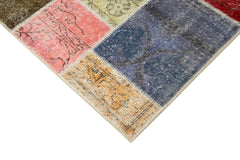 Handmade Area Rug - Kirk Yama Blue Patchwork Cotton Wool Carpet 4'9''x6'9''