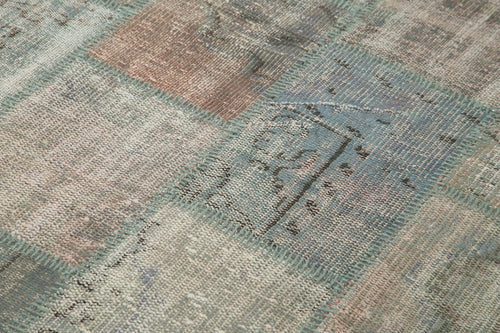 Handmade Area Rug - Grey Patchwork Cotton Wool Carpet 4'6" x 6'8" Durable Soft Floor Rug