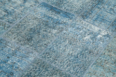 Handmade Area Rug – Blue Patchwork Cotton Wool Vintage Turkish Carpet 4'5''x6'9''