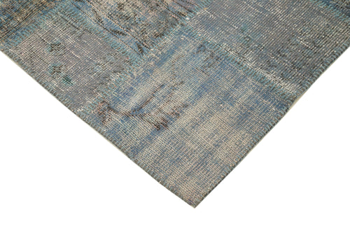 Handmade Area Rug – Kirk Yama Blue Patchwork Cotton Wool Carpet 4'11''x6'8''