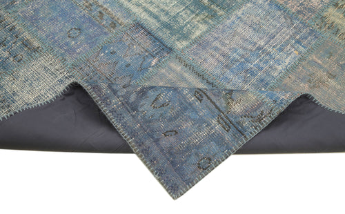 Handmade Area Rug – Kirk Yama Blue Patchwork Cotton Wool Carpet 4'11''x6'8''