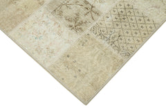 Handmade Area Rug – Beige Patchwork Cotton Wool Carpet 4'9''x6'7'' by Agacan