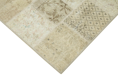 Handmade Area Rug – Beige Patchwork Cotton Wool Carpet 4'9''x6'7'' by Agacan
