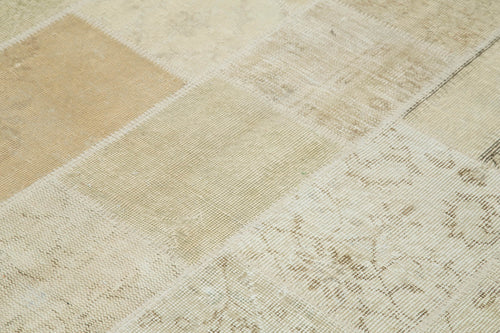 Handmade Area Rug – Beige Patchwork Cotton Wool Carpet 4'9''x6'7'' by Agacan