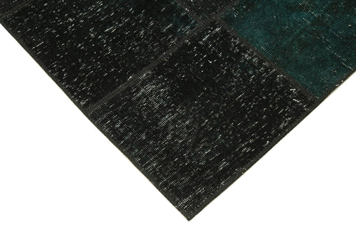 Kirk Yama Black Patchwork Cotton Wool Handmade Area Rug 4'9'' x 6'10''