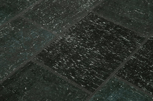 Kirk Yama Black Patchwork Cotton Wool Handmade Area Rug 4'9'' x 6'10''