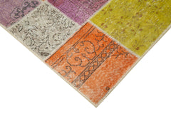 Handmade Area Rug - Blue Patchwork Cotton Wool Carpet 4'9'' x 6'9'' Durable Soft Floor Covering