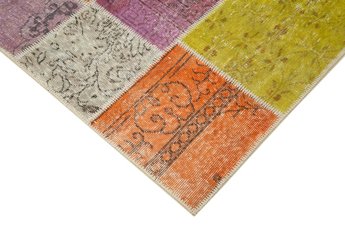 Handmade Area Rug - Blue Patchwork Cotton Wool Carpet 4'9'' x 6'9'' Durable Soft Floor Covering