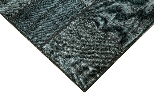 Handmade Area Rug – Black Patchwork Cotton Wool Vintage Hand Woven Carpet 4'5''x6'9''