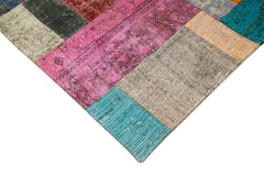 Kirk Yama Blue Patchwork Cotton Wool Handmade Area Rug 4'8'' x 6'7''