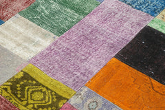 Kirk Yama Blue Patchwork Cotton Wool Handmade Area Rug 4'8'' x 6'7''