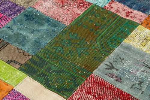 Handmade Area Rug – Blue Patchwork Cotton Wool Turkish Carpet 4'7'' x 6'7''