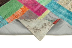 Handmade Area Rug - Kirk Yama Blue Patchwork Cotton Wool Carpet 4'8" x 6'7"