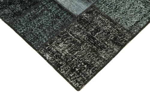 Kirk Yama Black Patchwork Cotton Wool Handmade Area Rug 4'9'' x 6'8''