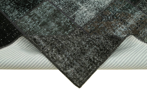 Kirk Yama Black Patchwork Cotton Wool Handmade Area Rug 4'9'' x 6'8''