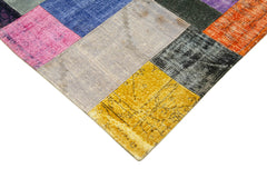 Handmade Area Rug - Blue Patchwork Rug With Wool Cotton Carpet 4'8''x6'8'' by Agacan