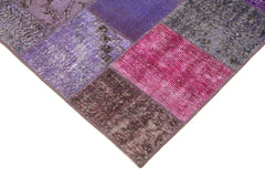 Kirk Yama Purple Patchwork Cotton Wool Handmade Area Rug 4'5'' x 6'7''