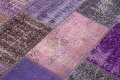 Kirk Yama Purple Patchwork Cotton Wool Handmade Area Rug 4'5'' x 6'7''