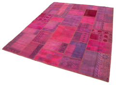 Kirk Yama Pink Patchwork Cotton Wool Handmade Area Rug 5'11'' x 7'9''