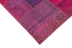 Kirk Yama Pink Patchwork Cotton Wool Handmade Area Rug 5'11'' x 7'9''