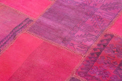 Kirk Yama Pink Patchwork Cotton Wool Handmade Area Rug 5'11'' x 7'9''