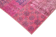 Kirk Yama Pink Patchwork Cotton Wool Handmade Area Rug 5'7'' x 7'10''