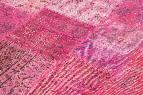 Kirk Yama Pink Patchwork Cotton Wool Handmade Area Rug 5'7'' x 7'10''