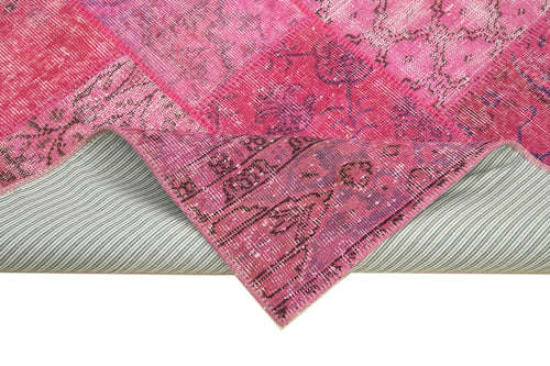 Kirk Yama Pink Patchwork Cotton Wool Handmade Area Rug 5'7'' x 7'10''