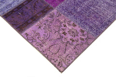 Kirk Yama Purple Patchwork Cotton Wool Handmade Area Rug 5'8'' x 8'0''