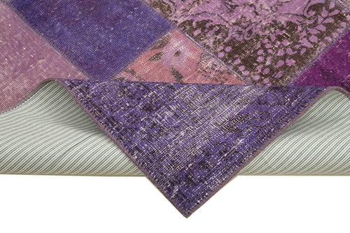 Kirk Yama Purple Patchwork Cotton Wool Handmade Area Rug 5'8'' x 8'0''