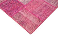 Kirk Yama Pink Patchwork Cotton Wool Handmade Area Rug 5'9'' x 7'11''