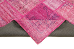 Kirk Yama Pink Patchwork Cotton Wool Handmade Area Rug 5'9'' x 7'11''