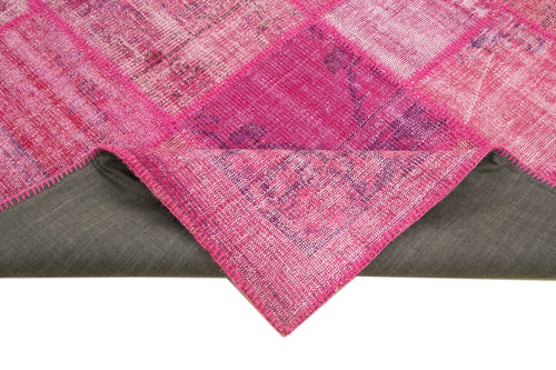 Kirk Yama Pink Patchwork Cotton Wool Handmade Area Rug 5'9'' x 7'11''