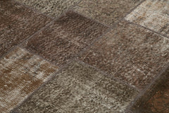 Handmade Area Rug - Kirk Yama Brown Patchwork Cotton Wool Carpet 5'7''x8'